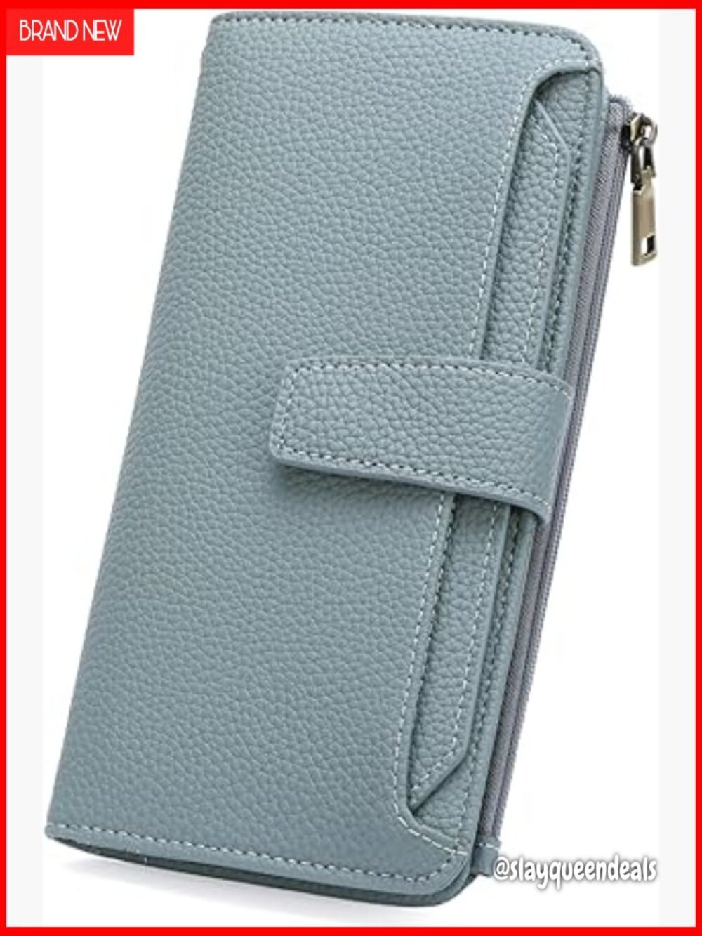 Leather RFID Blocking Bifold Wallet Large Capacity Wristlet Travel Purse
